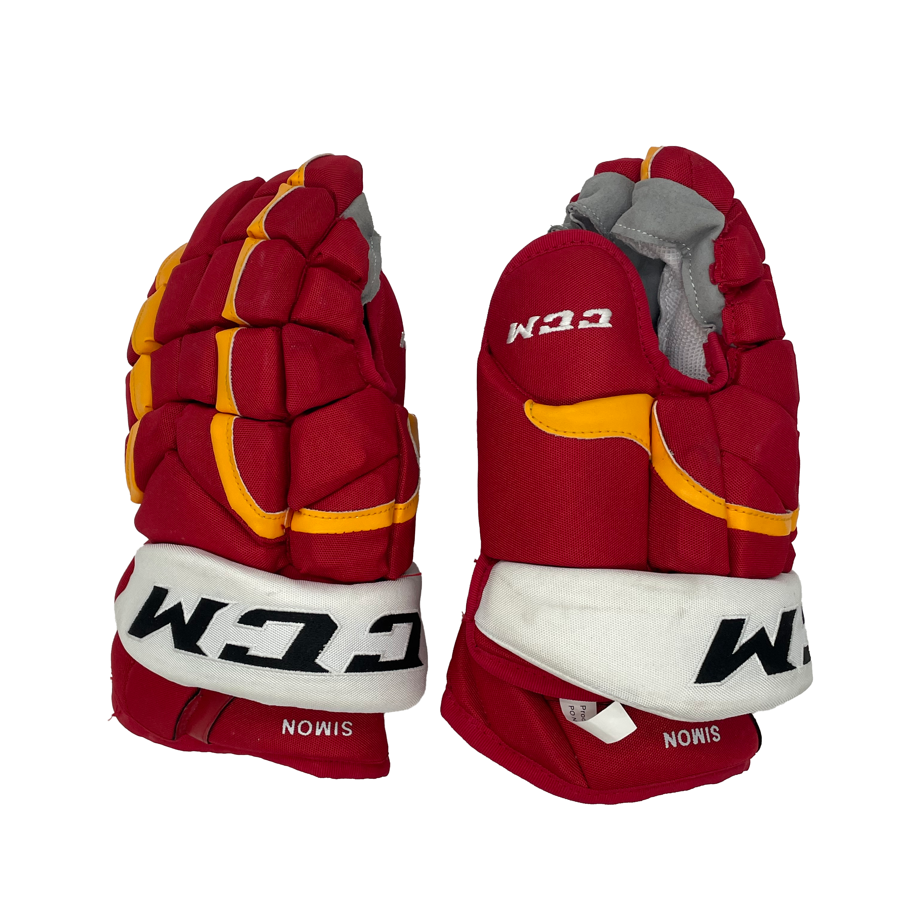 CCM HG12 - Gant NHL Pro Stock - Dominik Simon (Rouge/Jaune/Blanc)
